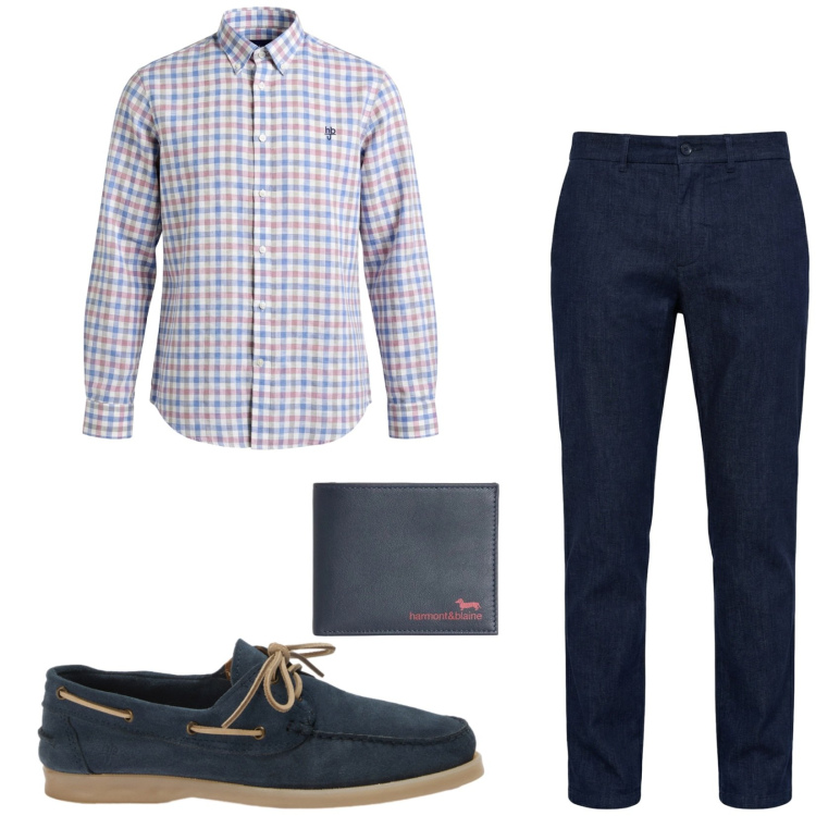 Outfit uomo - Total look #2417677. Stile Business/Elegante per Ufficio. Abbinamento con pantaloni chino, scarpe stringate, camicie, portafogli.