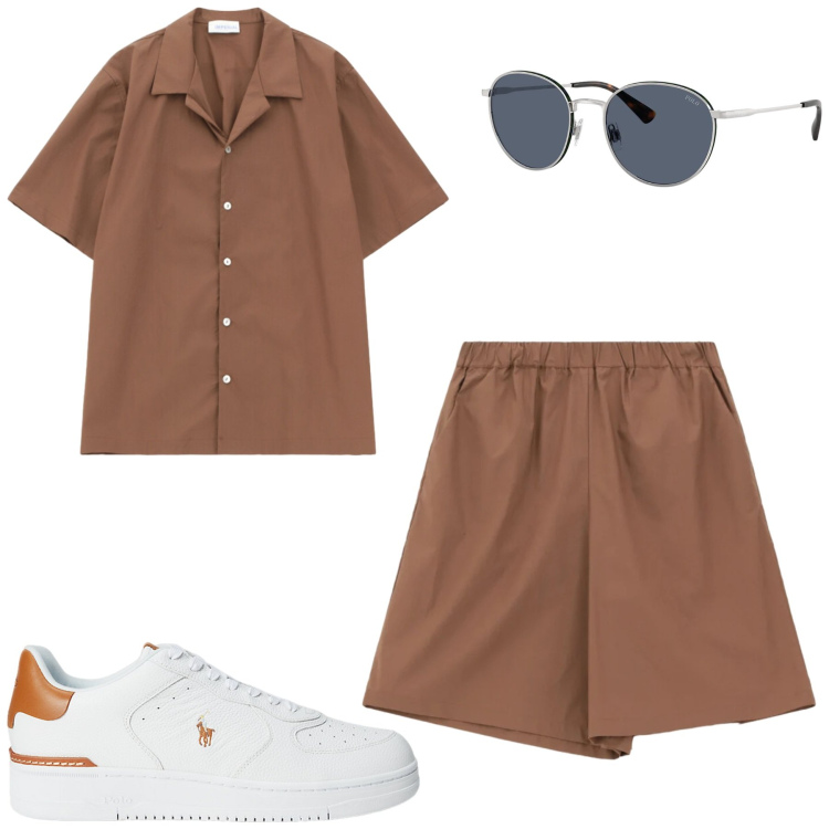 Outfit uomo - Total look #2417690. Stile Casual per Tutti i giorni. Abbinamento con sneakers, occhiali da sole, camicie a manica corta, bermuda.