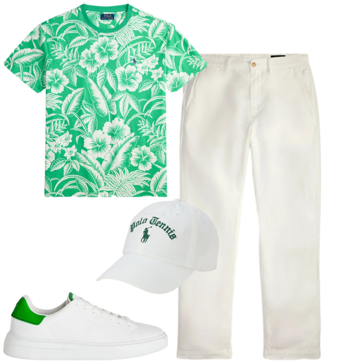 Outfit uomo - Total look #2417712. Stile Casual per Tutti i giorni. Abbinamento con sneakers, t-shirt, pantaloni, cappelli con visiera.
