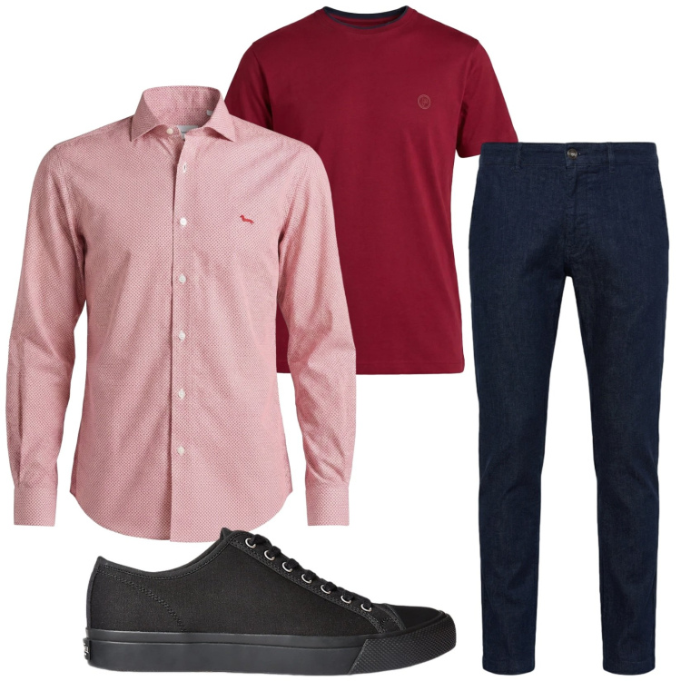 Outfit uomo - Total look #2417746. Stile Trendy per Tutti i giorni. Abbinamento con camicie, jeans, t-shirt, sneakers.