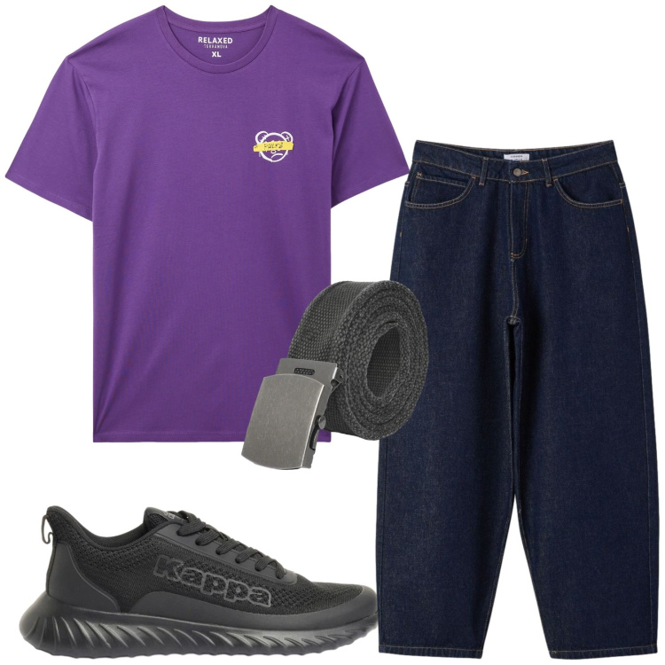 Outfit uomo - Total look #2417779. Stile Casual per Tutti i giorni. Abbinamento con sneakers, t-shirt, cinture, jeans.