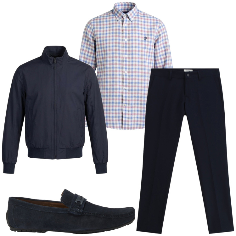 Outfit uomo - Total look #2417800. Stile Business/Elegante per Ufficio. Abbinamento con scarpe stringate, camicie, bomber, pantaloni.