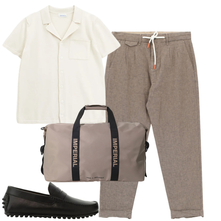 Outfit uomo - Imperial. Stile Casual per Tutti i giorni. Abbinamento con pantaloni, camicie a manica corta, scarpe stringate, borse sportive.