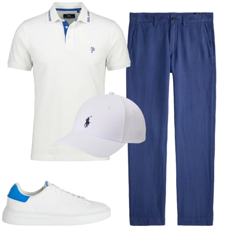 Outfit uomo - Total look #2417830. Stile Casual per Tutti i giorni. Abbinamento con sneakers, polo, cappelli, pantaloni.