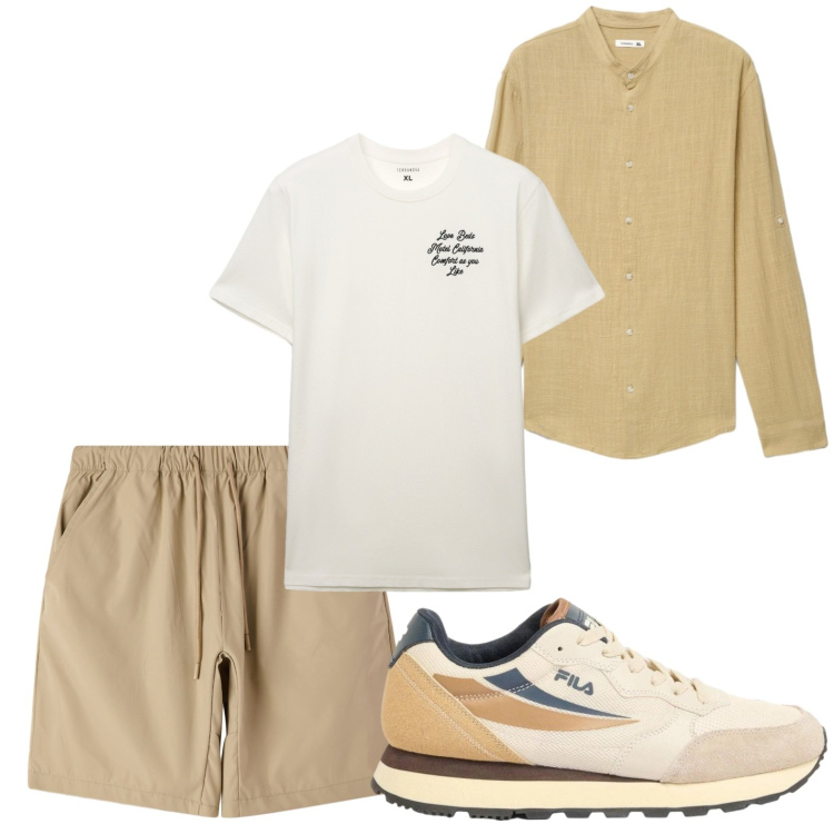 Outfit uomo - Guardaroba estivo. Stile Casual per Tutti i giorni. Abbinamento con sneakers, shorts, t-shirt, camicie.