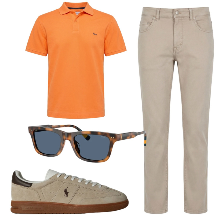 Outfit uomo - Total look #2417883. Stile Casual per Tutti i giorni. Abbinamento con pantaloni, polo, sneakers, occhiali da sole.