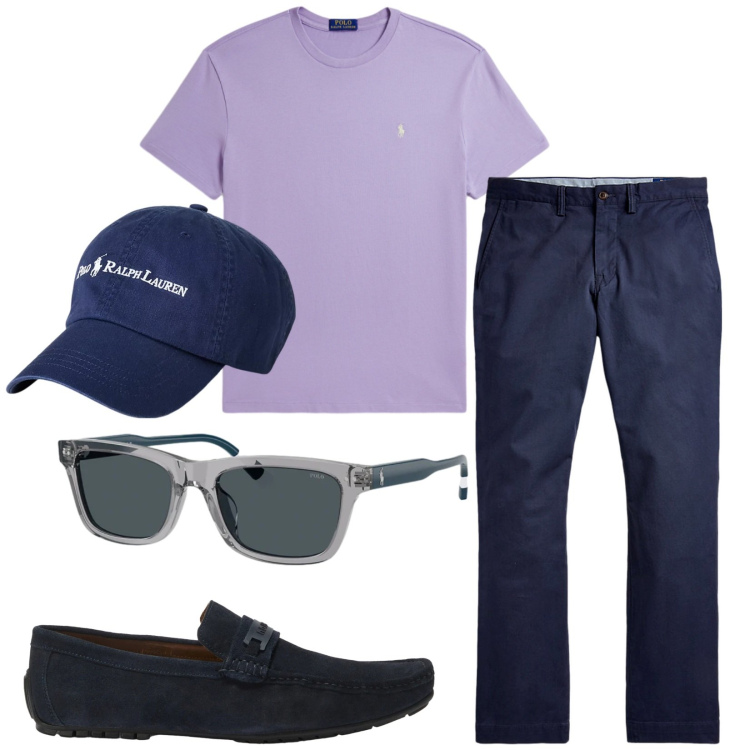 Outfit uomo - Total look #2417902. Stile Casual per Tutti i giorni. Abbinamento con scarpe stringate, pantaloni, cappelli, occhiali da sole, t-shirt.