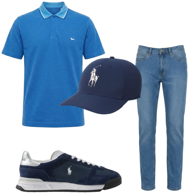 Outfit uomo - Total look #2417904. Stile Casual per Tutti i giorni. Abbinamento con jeans, polo, sneakers, cappelli.