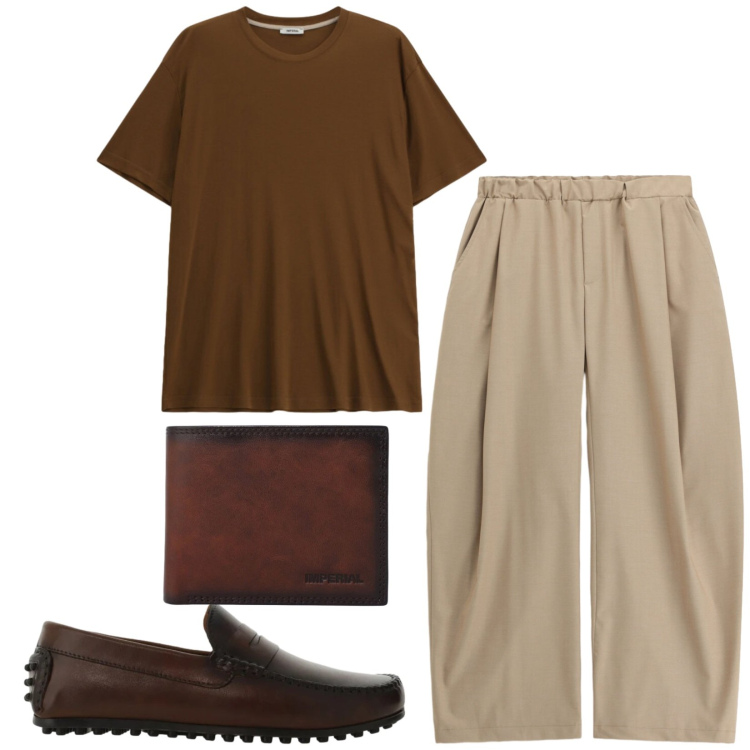 Outfit uomo - Total look #2417930. Stile Trendy per Tutti i giorni. Abbinamento con t-shirt, scarpe stringate, portafogli, pantaloni.