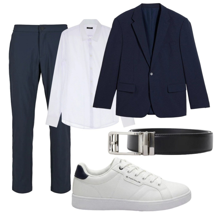Outfit uomo - Total look #2417935. Stile Trendy per Tutti i giorni. Abbinamento con giacche, sneakers, camicie, cinture, pantaloni.