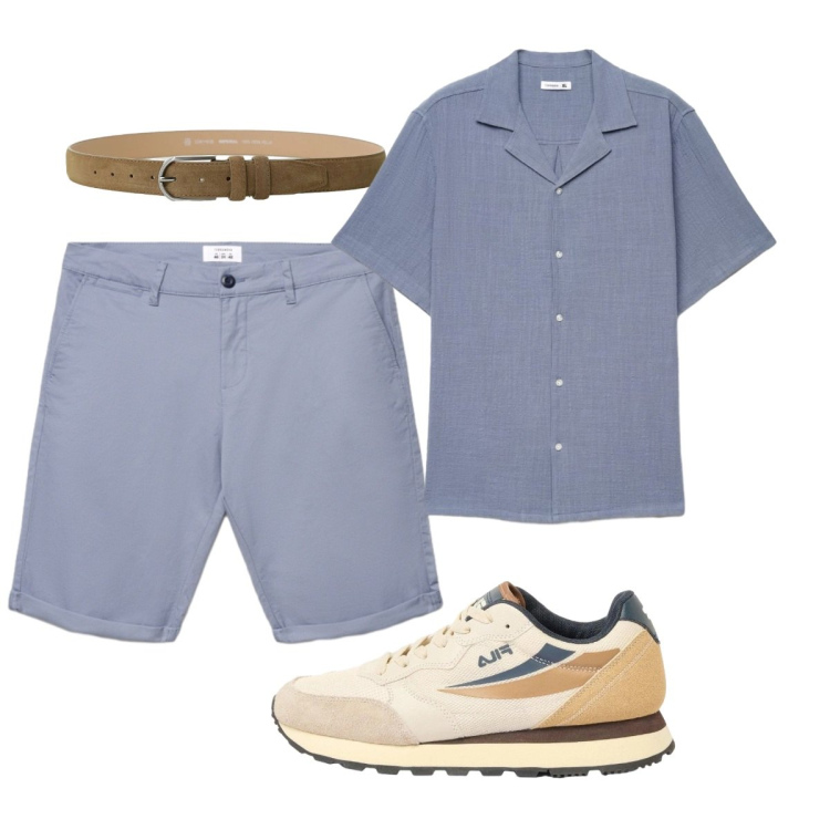 Outfit uomo - Total look #2417949. Stile Trendy per Tutti i giorni. Abbinamento con sneakers, camicie a manica corta, shorts, cinture.