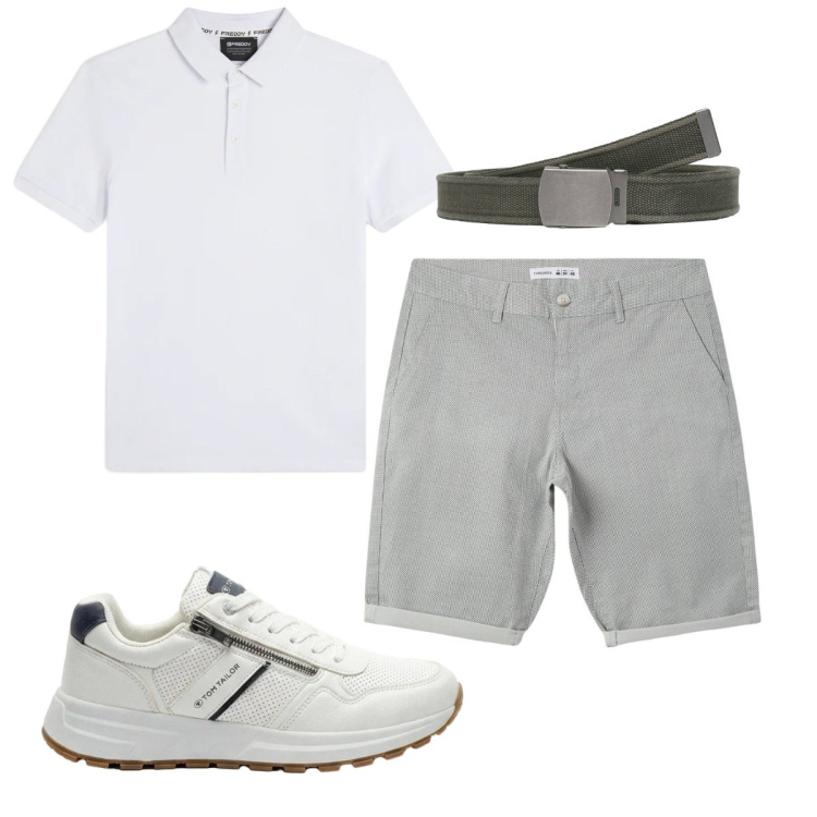Outfit uomo - Total look #2417954. Stile Casual per Tutti i giorni. Abbinamento con sneakers, pantaloni corti, cinture, polo.