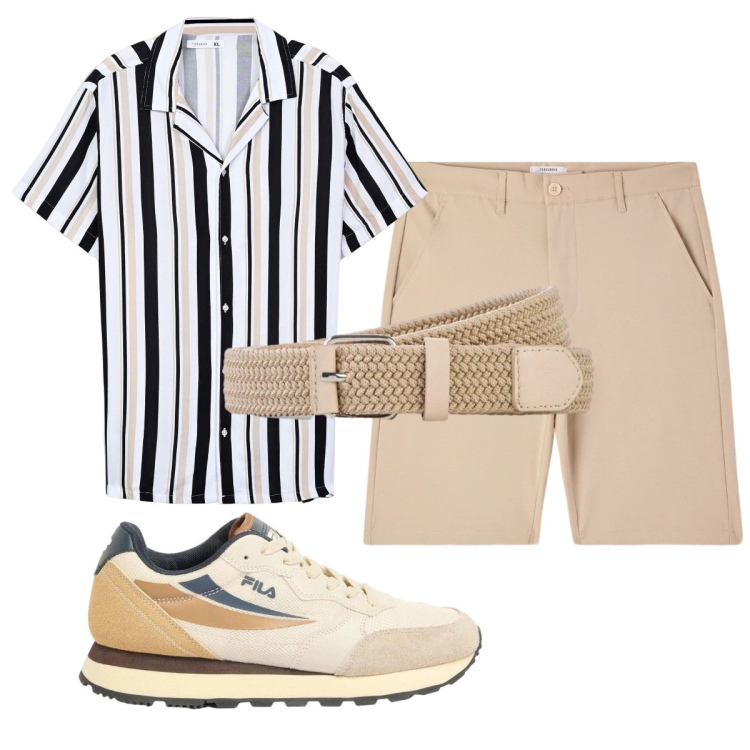 Outfit uomo - Total look #2417958. Stile Trendy per Tutti i giorni. Abbinamento con sneakers, cinture, camicie a manica corta, shorts.