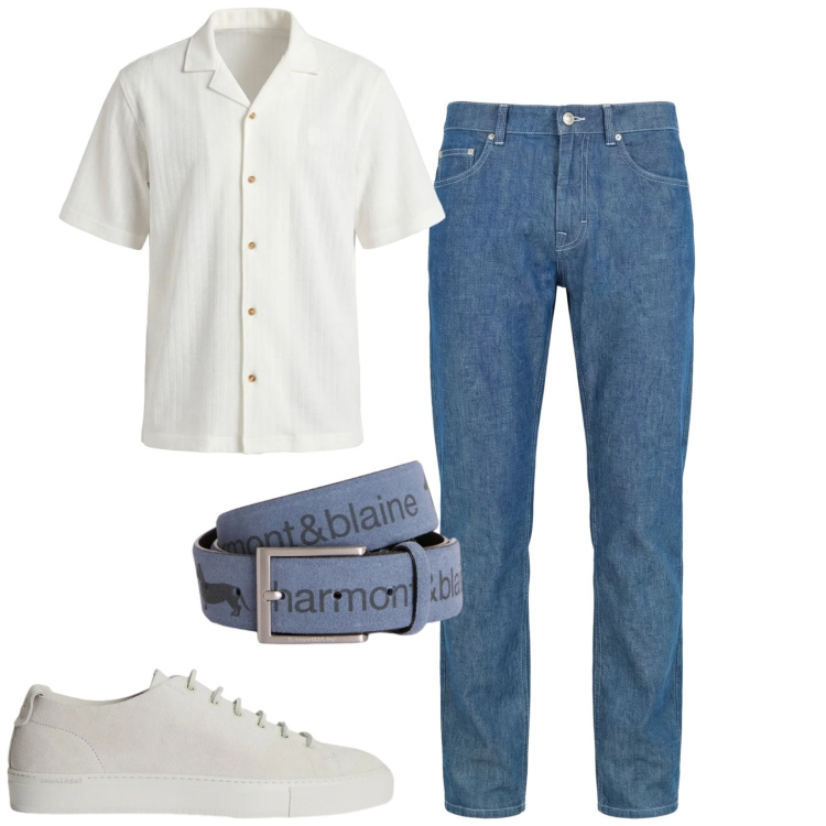 Outfit uomo - Total look #2418112. Stile Casual per Tutti i giorni. Abbinamento con jeans, cinture, camicie a manica corta, sneakers.