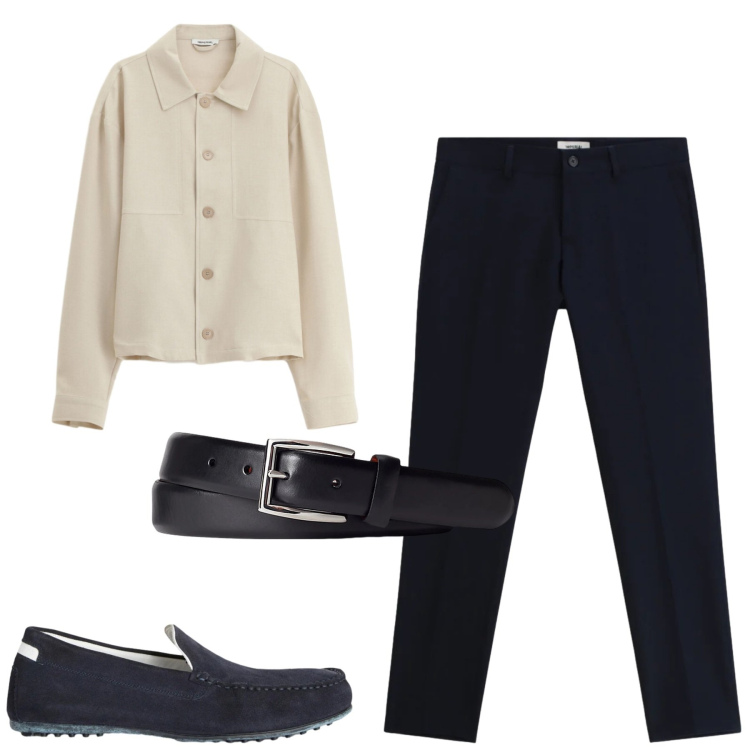 Outfit uomo - In ufficio. Stile Business/Elegante per Ufficio. Abbinamento con scarpe stringate, cinture, pantaloni, camicie.