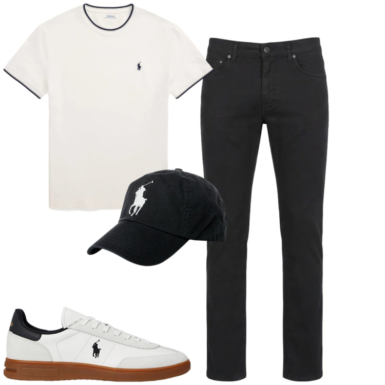 Outfit uomo - City. Stile Casual per Tutti i giorni. Abbinamento con pantaloni, cappelli, sneakers, t-shirt.