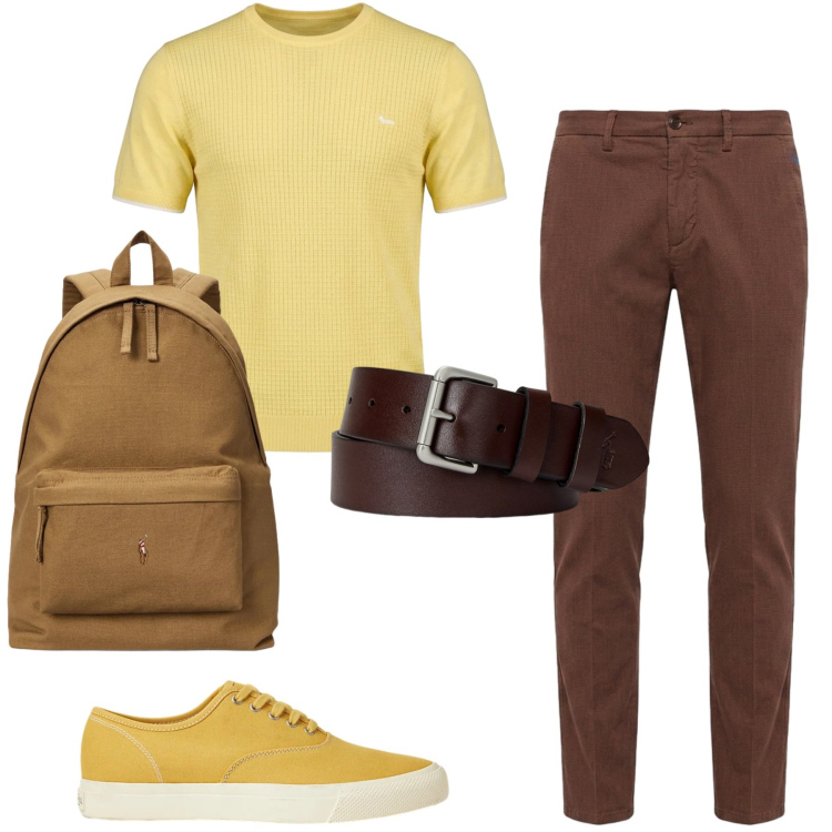Outfit uomo - Total look #2418147. Stile Casual per Tutti i giorni. Abbinamento con pantaloni chino, t-shirt, cinture, sneakers, borse sportive.