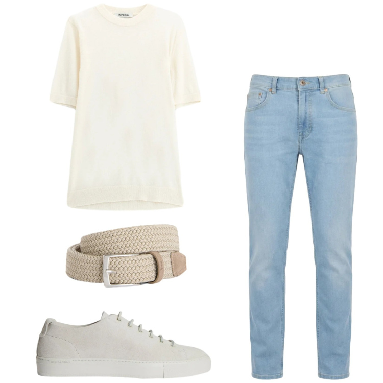 Outfit uomo - Total look #2418239. Stile Casual per Tutti i giorni. Abbinamento con t-shirt, cinture, jeans, sneakers.