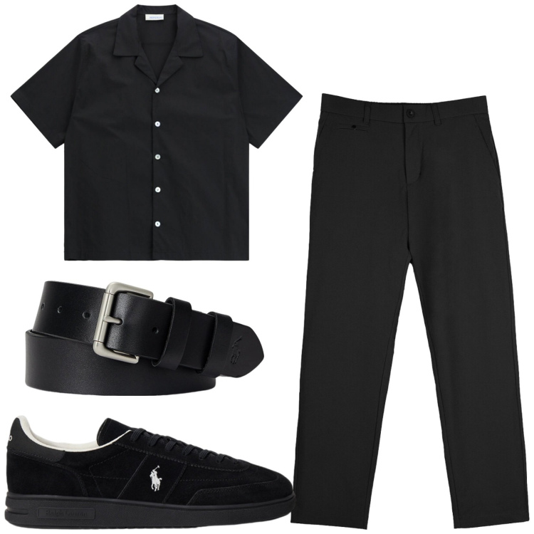 Outfit uomo - Total look #2418240. Stile Trendy per Tutti i giorni. Abbinamento con camicie a manica corta, cinture, sneakers, pantaloni chino.
