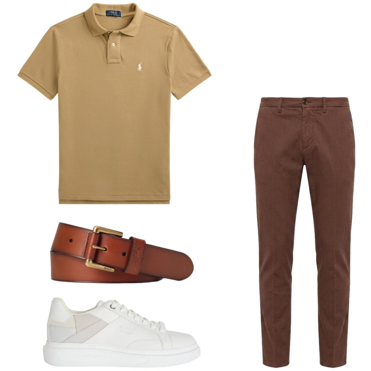 Outfit uomo - Total look #2418241. Stile Casual per Tutti i giorni. Abbinamento con sneakers, pantaloni chino, cinture, polo.