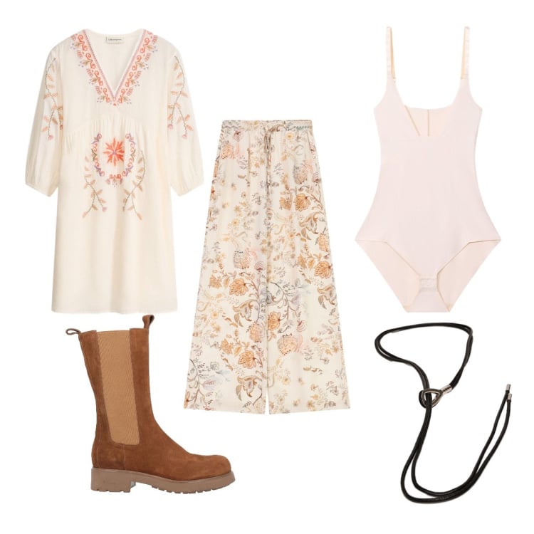 Outfit donna - Pantaloni eleganti. Stile Romantica per Serata fuori. Abbinamento con stivali, body, vestiti corti, pantaloni a palazzo, cinture.