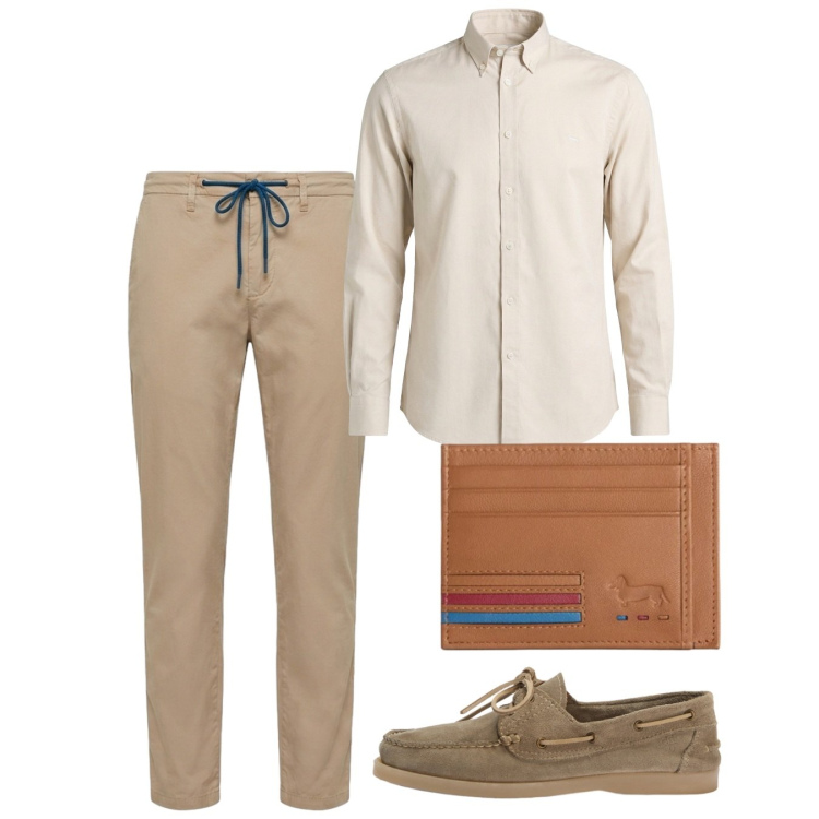 Outfit uomo - Smart casual italiano. Stile Casual per Tutti i giorni. Abbinamento con camicie, portafogli, scarpe stringate, pantaloni.