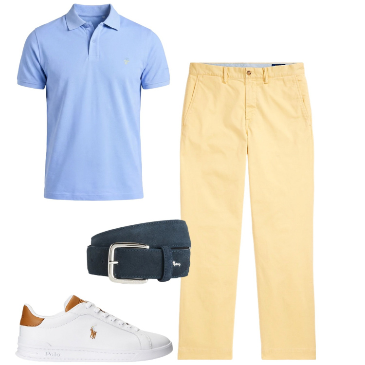 Outfit uomo - City. Stile Urban per Tutti i giorni. Abbinamento con polo, cinture, sneakers, pantaloni.