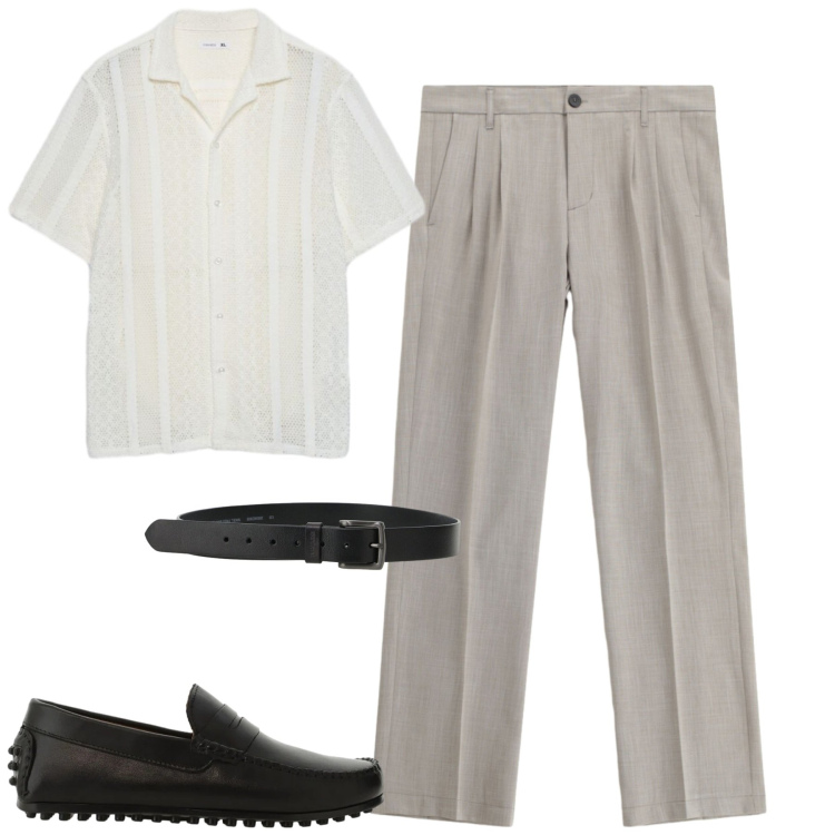 Outfit uomo - City. Stile Urban per Tutti i giorni. Abbinamento con camicie a manica corta, pantaloni, scarpe stringate, cinture.