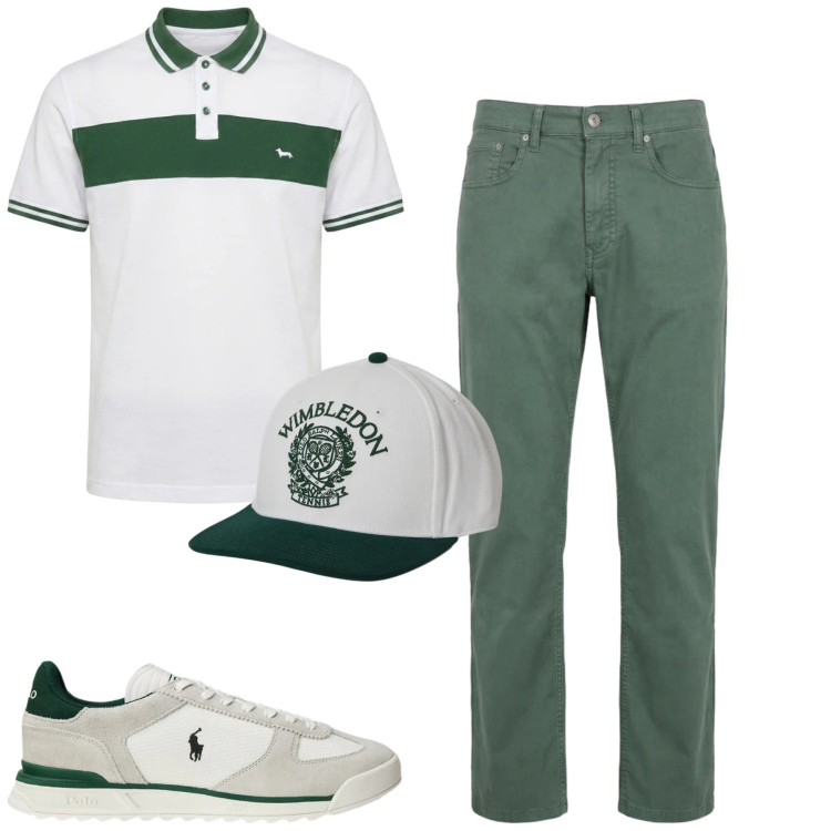 Outfit uomo - City. Stile Casual per Tutti i giorni. Abbinamento con pantaloni, polo, sneakers, cappelli con visiera.