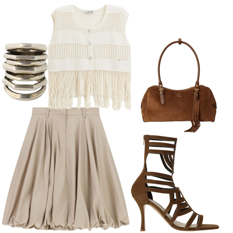 Outfit donna - be different. Stile Glamour Abbinamento con gonne longuette, top, sandali col tacco, borse a spalla, anelli.
