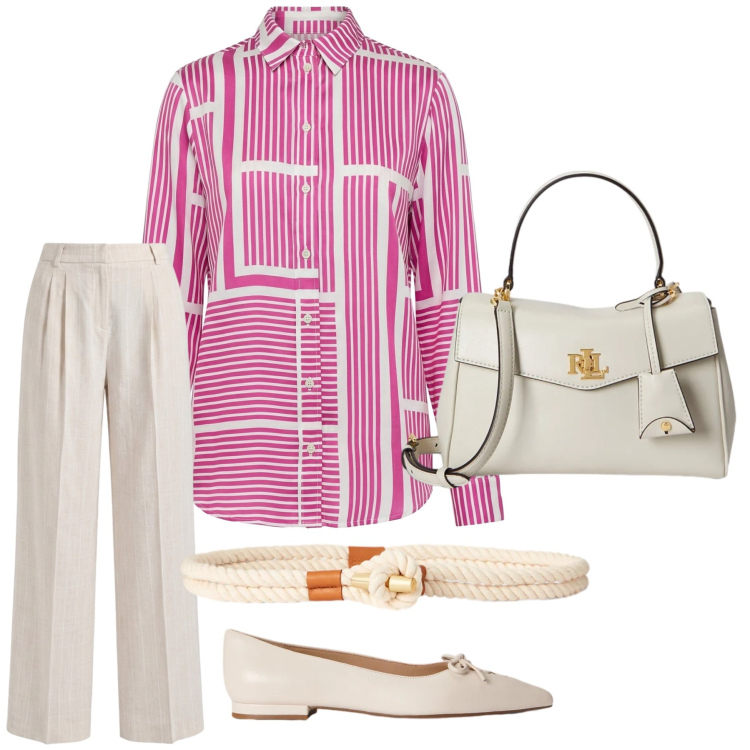 Outfit donna - Semplicità ed eleganza. Stile Casual chic per Tutti i giorni. Abbinamento con camicie, pantaloni, ballerine, cinture, borse a mano.