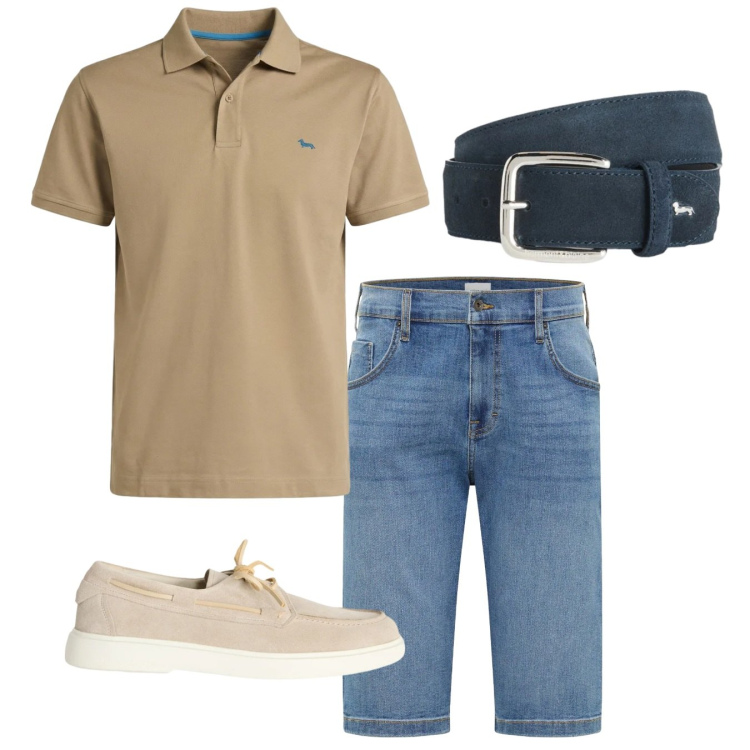 Outfit uomo - Il ritorno della polo. Stile Casual per Tutti i giorni. Abbinamento con bermuda, scarpe stringate, polo, cinture.