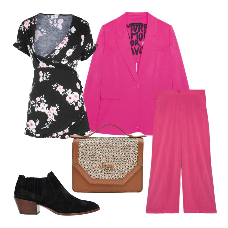 Outfit donna - Invitata alla cresima. Stile Mannish per Cerimonia. Abbinamento con stivaletti, tuniche, pochette, blazer, pantaloni a palazzo.