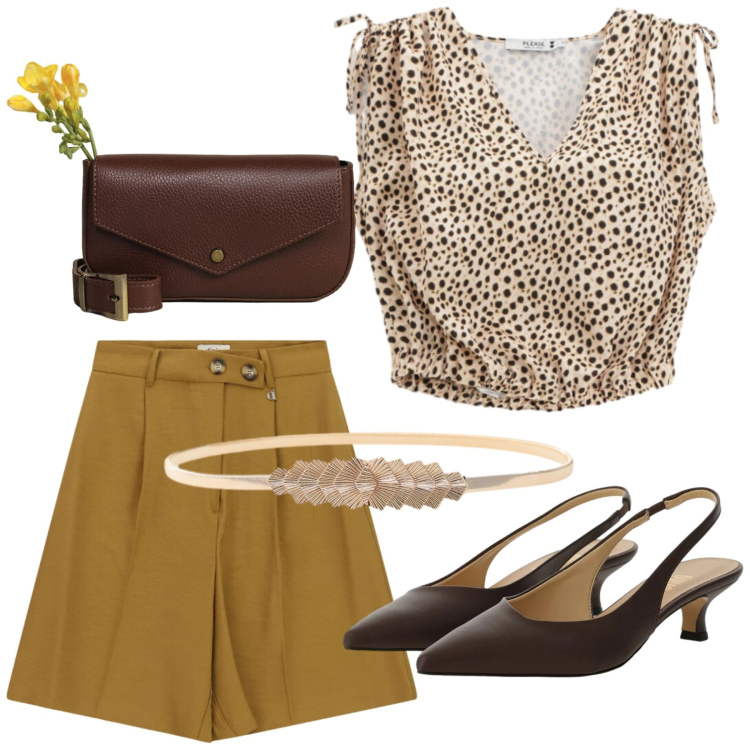 Outfit donna - Total look #2418410. Stile Glamour per Serata fuori. Abbinamento con top, décolleté, borse a tracolla, cinture, bermuda.
