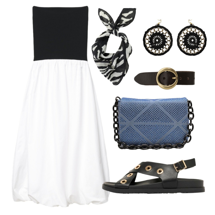 Outfit donna - Outfit cambiano ritmo. Stile Trendy per Tutti i giorni. Abbinamento con sandali, vestiti midi/longuette, foulard, borse a tracolla, braccialetti, orecchini.