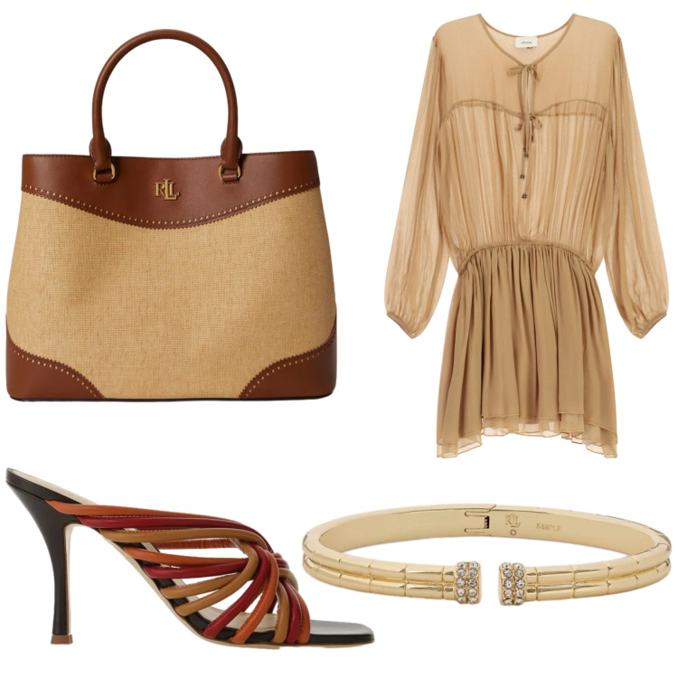 Outfit donna - Il sandalo Dixie. Stile Romantica per Serata fuori. Abbinamento con sandali, vestiti corti, borse a mano, braccialetti.