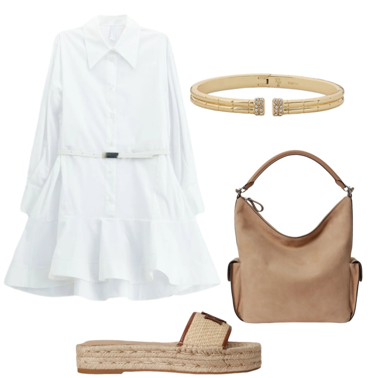 Outfit donna - Total look #2418653. Stile Minimal per Mare. Abbinamento con vestiti corti, espadrillas, braccialetti, borse a spalla.
