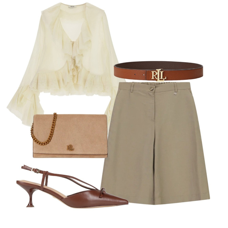 Outfit donna - Glamour in bermuda - @tiffany22. Stile Chic per Tutti i giorni. Abbinamento con décolleté, bluse, bermuda, cinture, borse a tracolla.