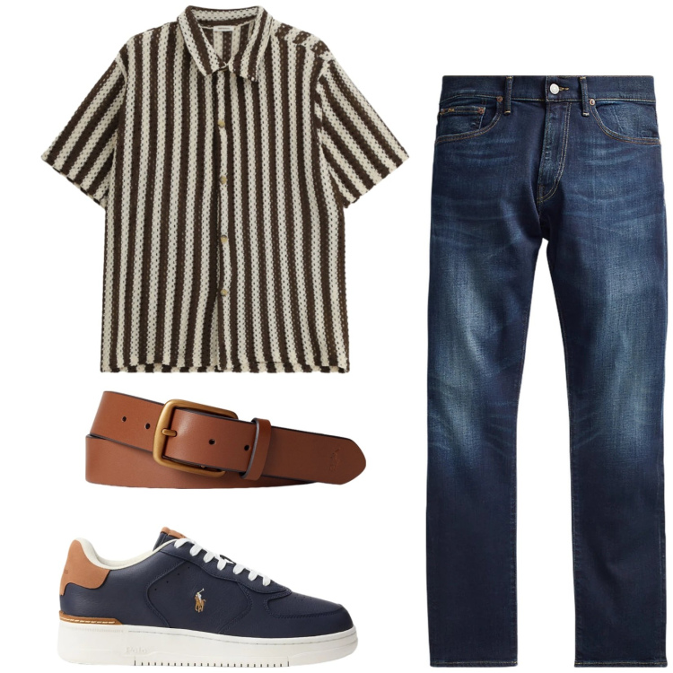 Outfit uomo - Total look #2418773. Stile Casual per Tutti i giorni. Abbinamento con jeans, cinture, sneakers, camicie a manica corta.