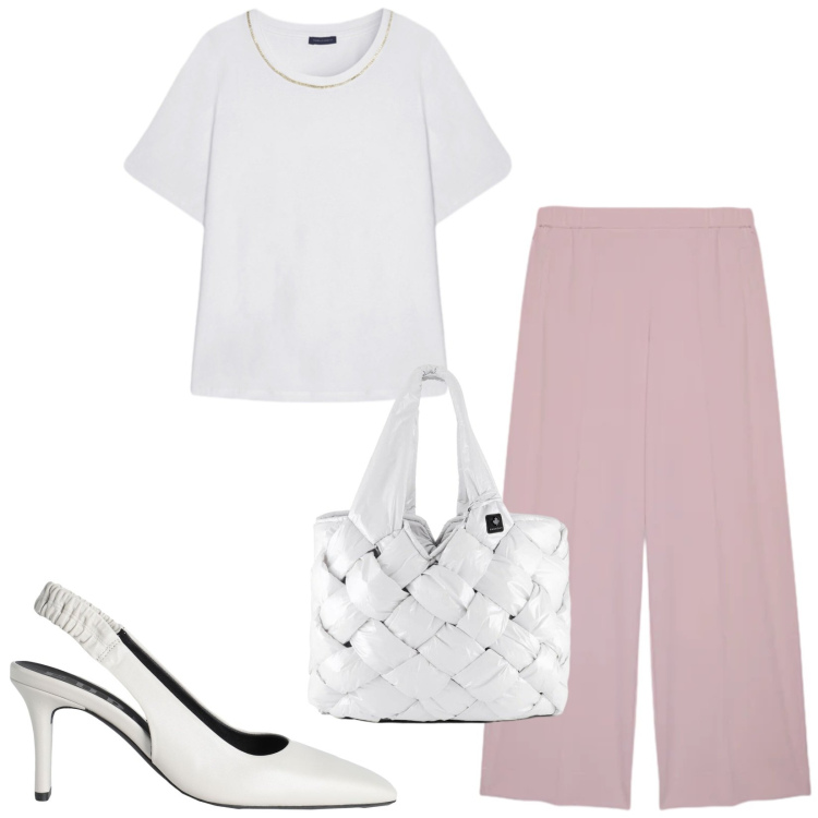 Outfit donna - Total look #2418778. Stile Bon Ton per Ufficio. Abbinamento con décolleté, pantaloni, t-shirt, borse tote.