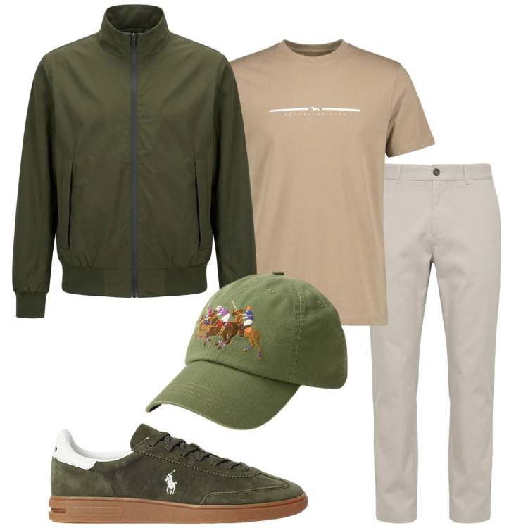 Outfit uomo - Total look #2418784. Stile Trendy per Tutti i giorni. Abbinamento con pantaloni, t-shirt sportive, giacche, sneakers, cappelli.
