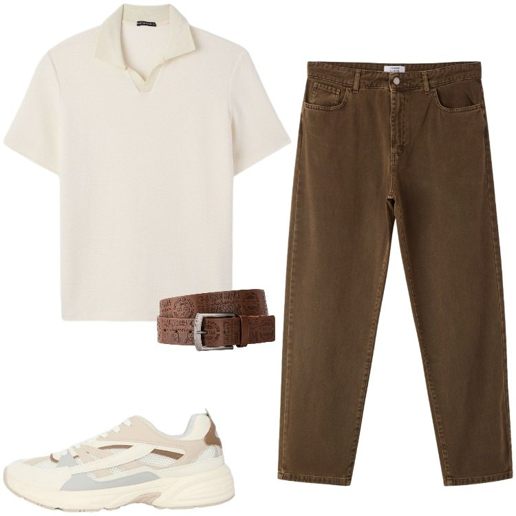 Outfit uomo - Total look #2418849. Stile Casual per Tutti i giorni. Abbinamento con cinture, sneakers, pantaloni, polo.