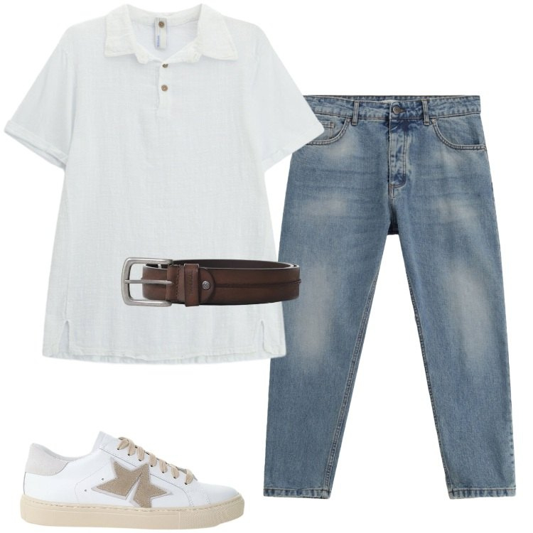Outfit uomo - Total look #2418852. Stile Casual per Tutti i giorni. Abbinamento con jeans, cinture, polo, sneakers.