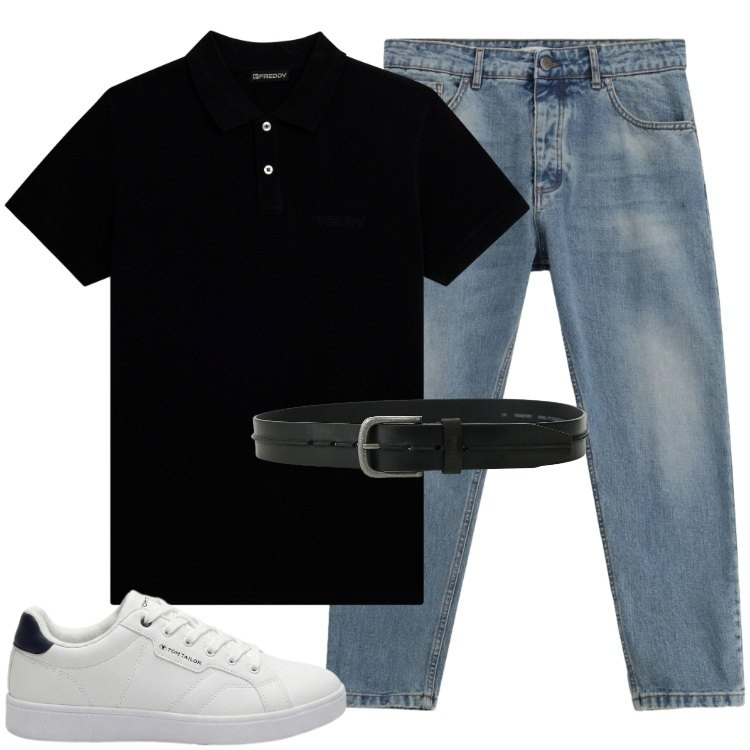 Outfit uomo - Total look #2418867. Stile Casual per Tutti i giorni. Abbinamento con sneakers, jeans, cinture, polo.