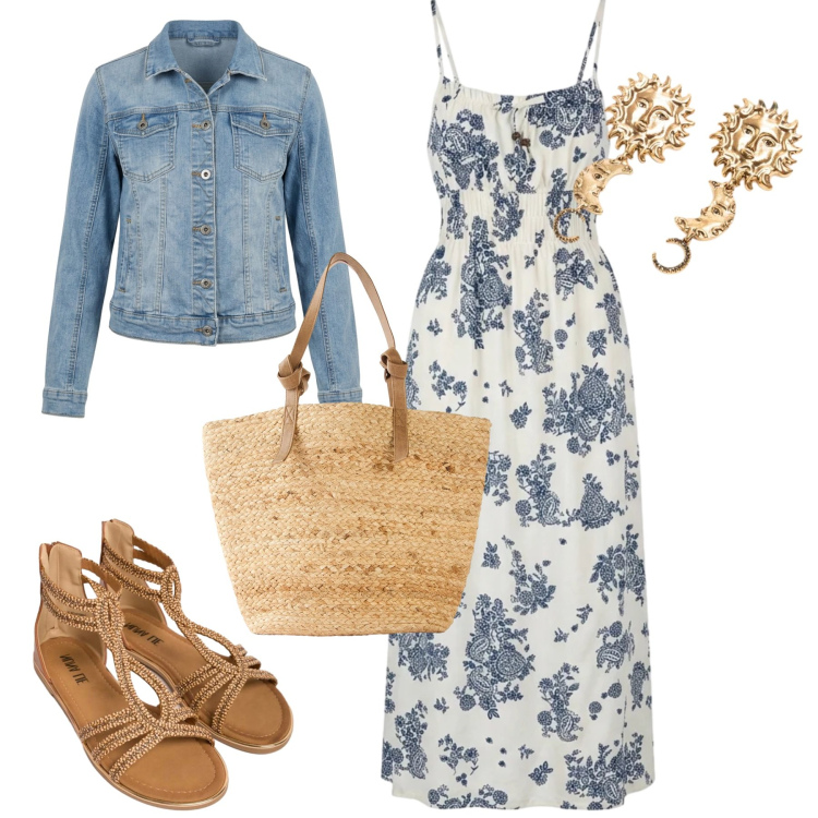 Outfit donna - Giugno. Stile Urban per Tutti i giorni. Abbinamento con shopping bag, vestiti lunghi, sandali in pelle, orecchini, cappotti.