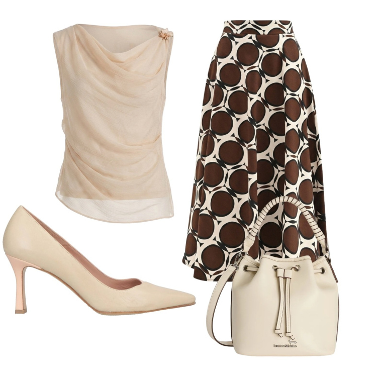 Outfit donna - Total look #2418969. Stile Chic per Serata fuori. Abbinamento con décolleté, borse a secchiello, top, gonne lunghe.