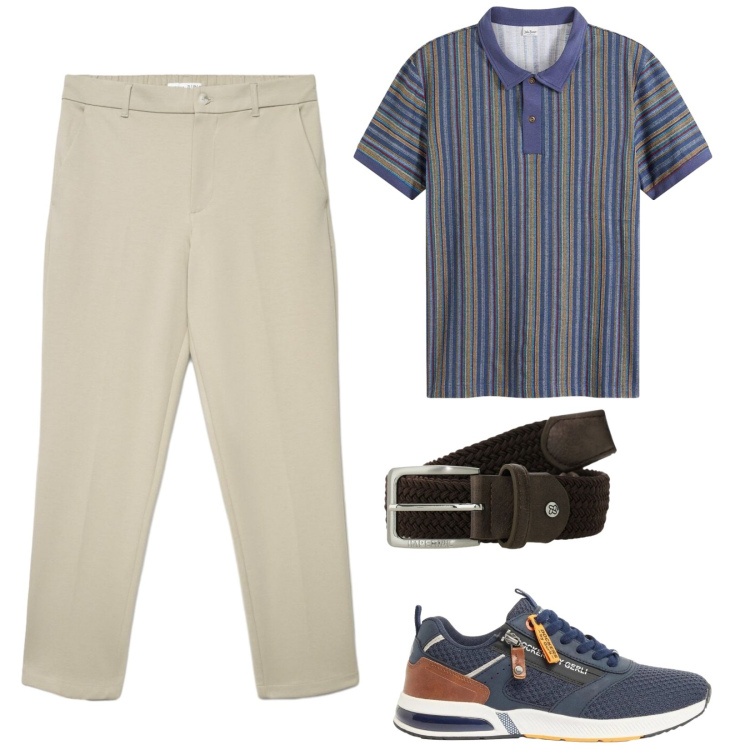 Outfit uomo - Una polo per l\'estate. Stile Urban per Tutti i giorni. Abbinamento con sneakers, polo, pantaloni chino, cinture.