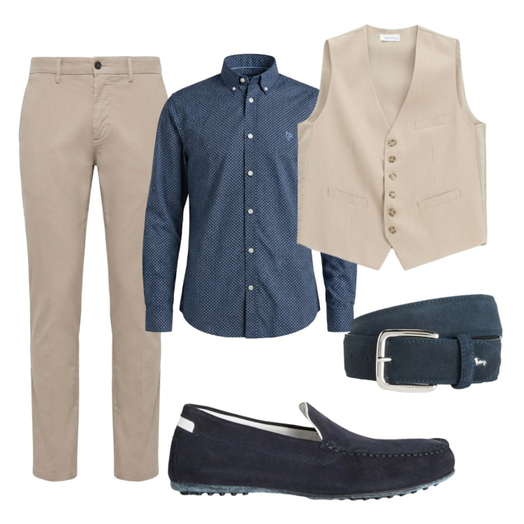 Outfit uomo - Total look #2418974. Stile Business/Elegante per Ufficio. Abbinamento con scarpe stringate, pantaloni, camicie, cinture, gilet.