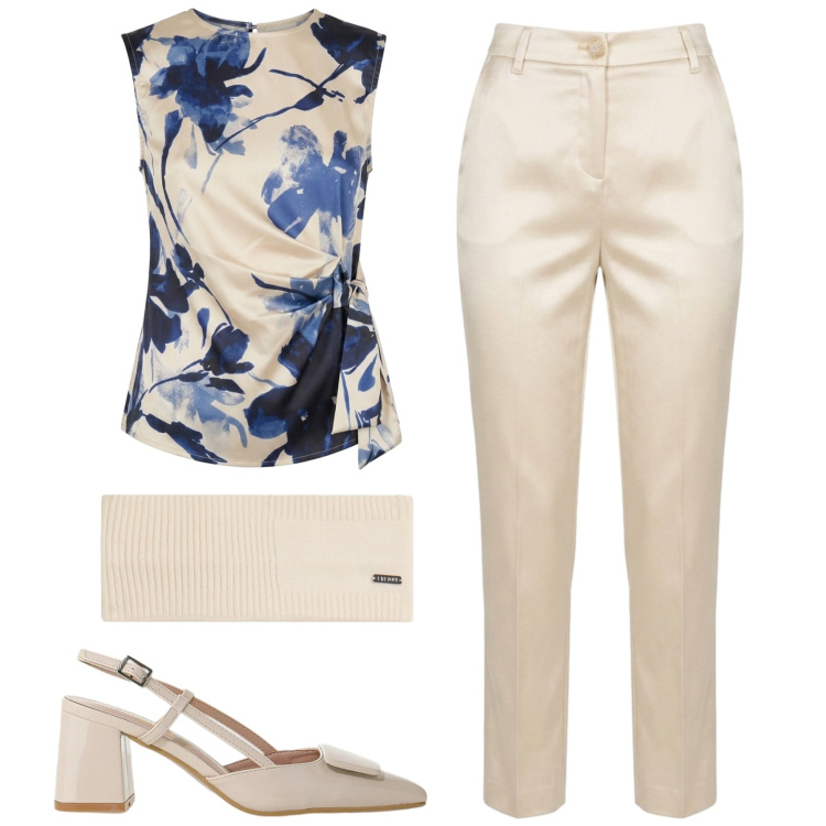 Outfit donna - Total look #2419002. Stile Bon Ton per Ufficio. Abbinamento con décolleté, accessori per capelli, canottiere, pantaloni.