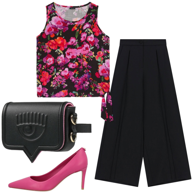Outfit donna - Total look #2419044. Stile Basic per Serata fuori. Abbinamento con marsupi, décolleté, pantaloni a palazzo, top.